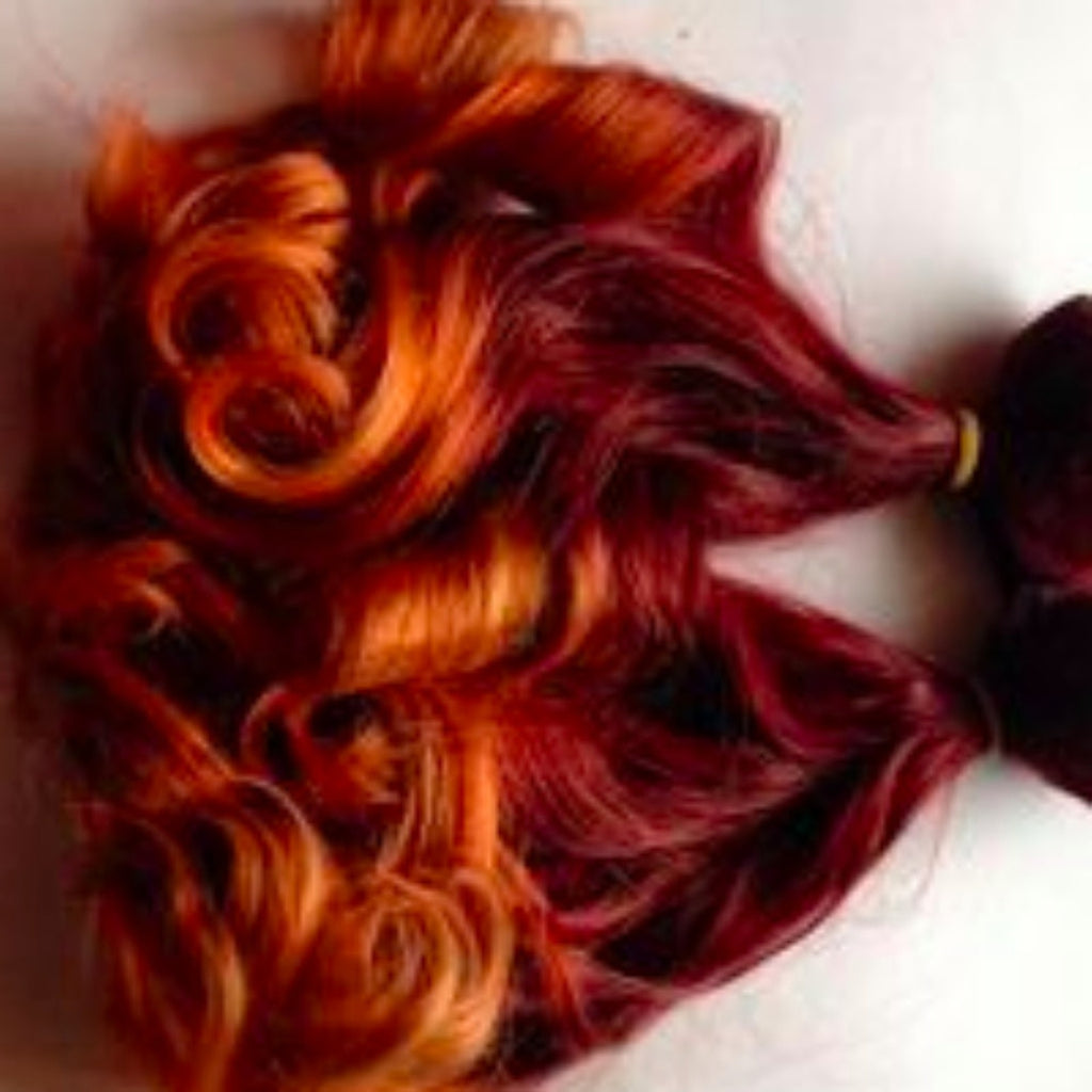 Bright Red Burgundy & Gold Ombre Human Hair Clip Or Tape In Extensions