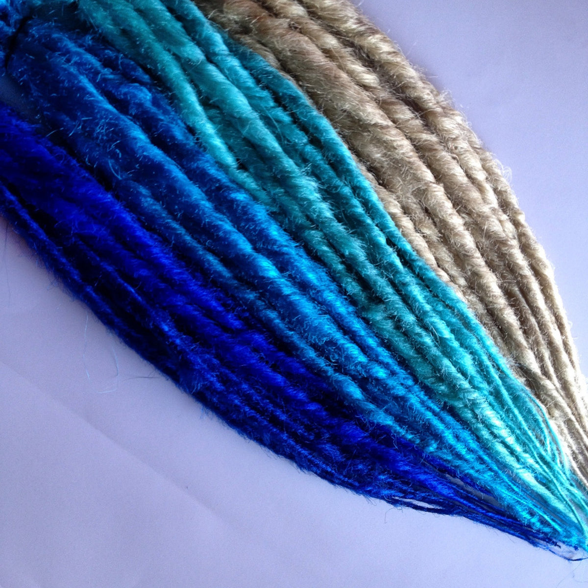 40 SE Single Ended Blue Blonde Dreads Dreadlocks Hair Extensions
