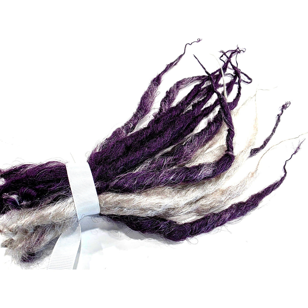 10 SE Single Ended Dark Purple Silver White Dreads Dreadlocks Hair Extensions