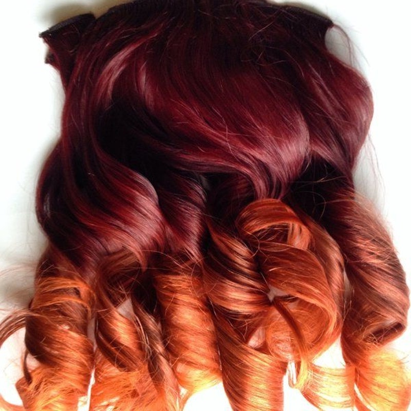 Red Auburn Burgundy Ginger Gold Clip or Tape Hair Extensions Human 18 inches