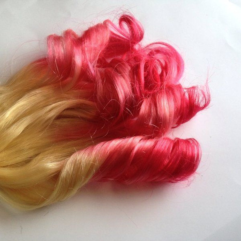 Light Blonde Pink Ombre Human Hair Clip or Tape in Extensions 18 inches