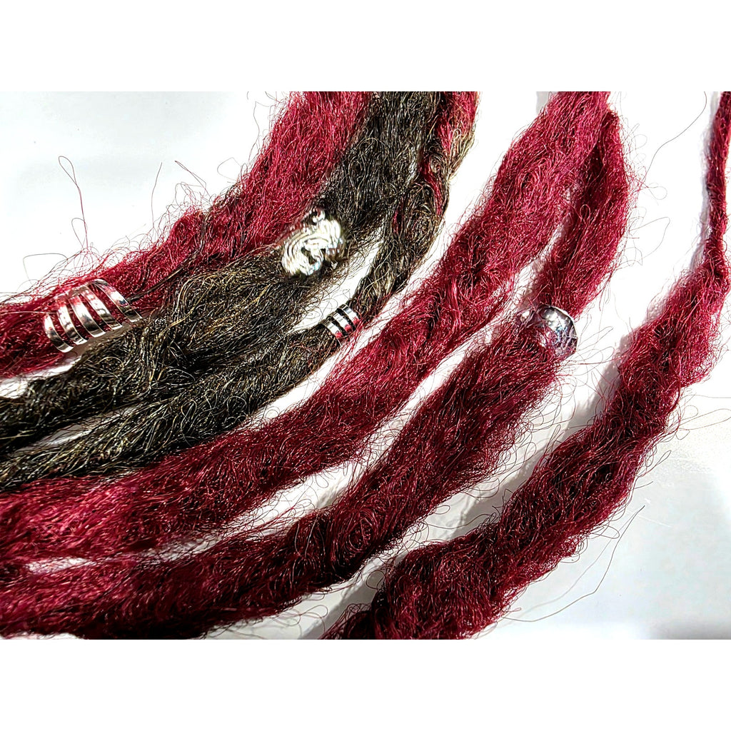 6 SE Single Ended Dreads Dreadlocks Hair Extensions Knotty Burgundy Red Brown