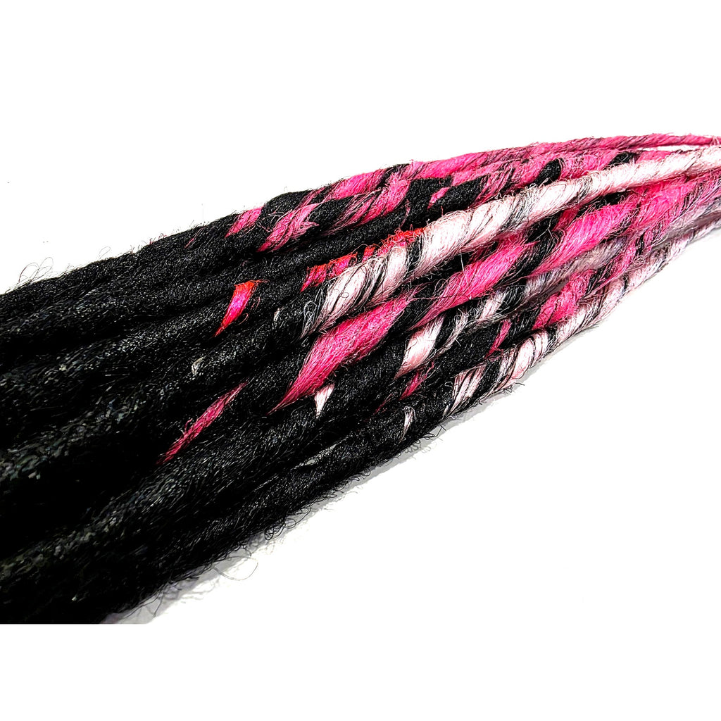 15 SE Single Ended Black and Pink Ombre Dreads Dreadlock Hair Extensions