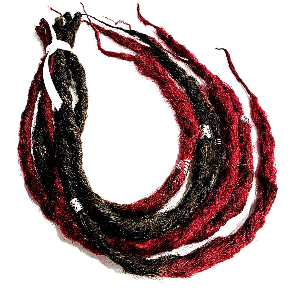 6 SE Single Ended Dreads Dreadlocks Hair Extensions Knotty Burgundy Red Brown