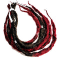 6 SE Single Ended Dreads Dreadlocks Hair Extensions Knotty Burgundy Red Brown