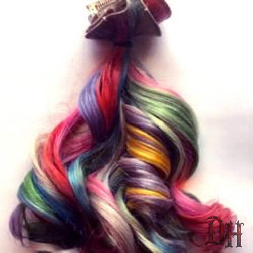 (10) Pastel Rainbow Human Hair Clip or Tape in Extensions