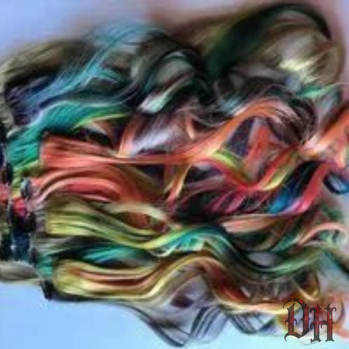 (10) Pastel Rainbow Human Hair Clip or Tape in Extensions