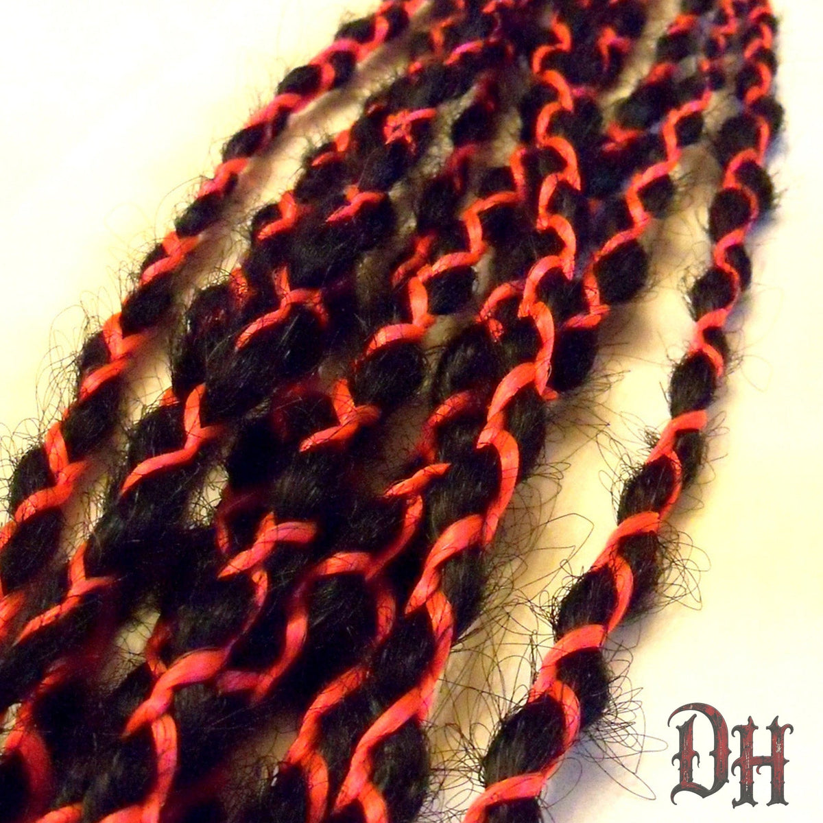 10 SE Single Ended Black Hot Pink Braids Dreads Hair Extensions