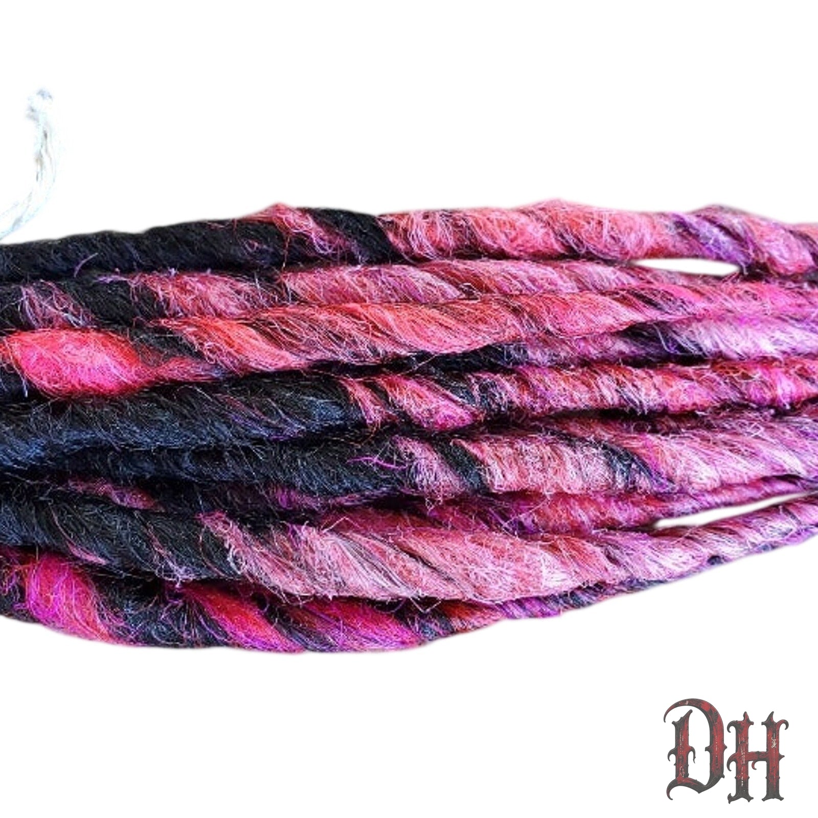 10 SE Single Ended Black Pink Ombre Dreadlocks Hair Extensions