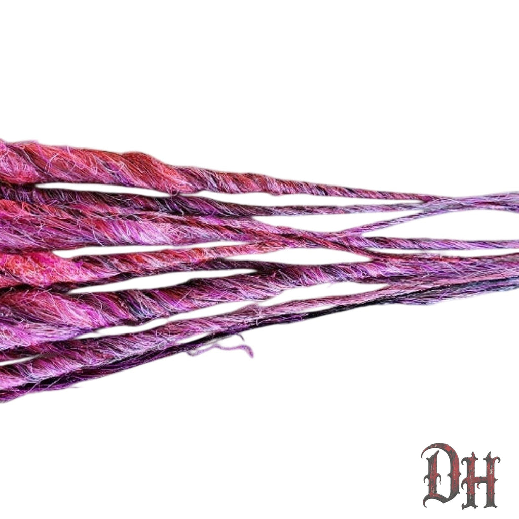 10 SE Single Ended Black Pink Ombre Dreadlocks Hair Extensions