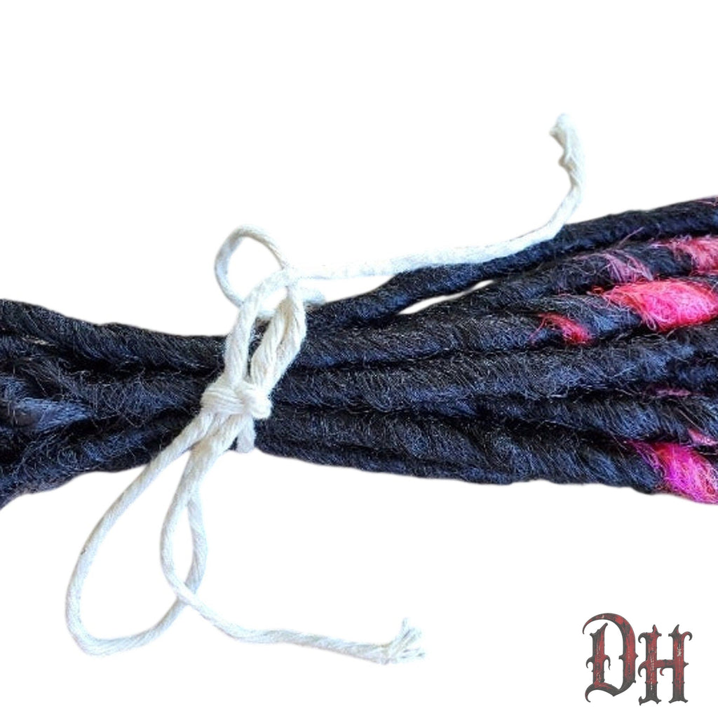 10 SE Single Ended Black Pink Ombre Dreadlocks Hair Extensions