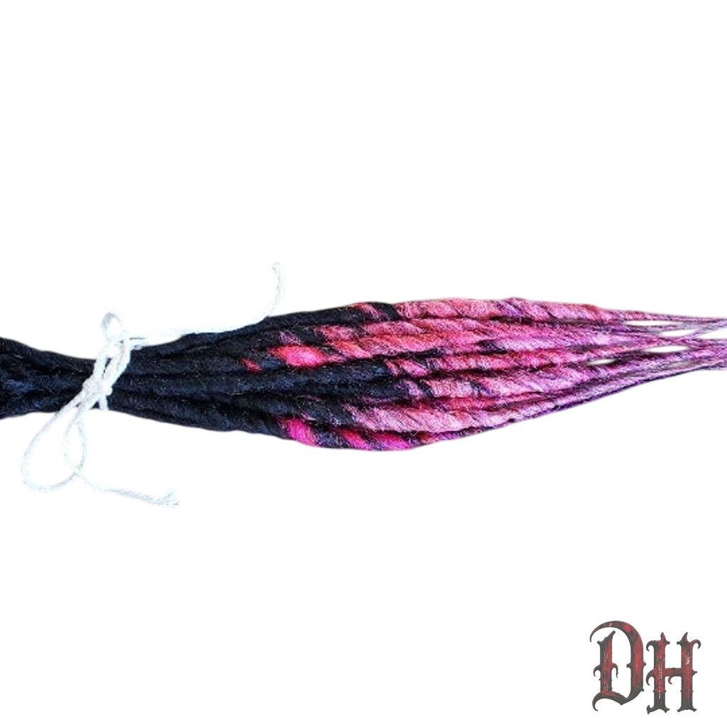 10 SE Single Ended Black Pink Ombre Dreadlocks Hair Extensions
