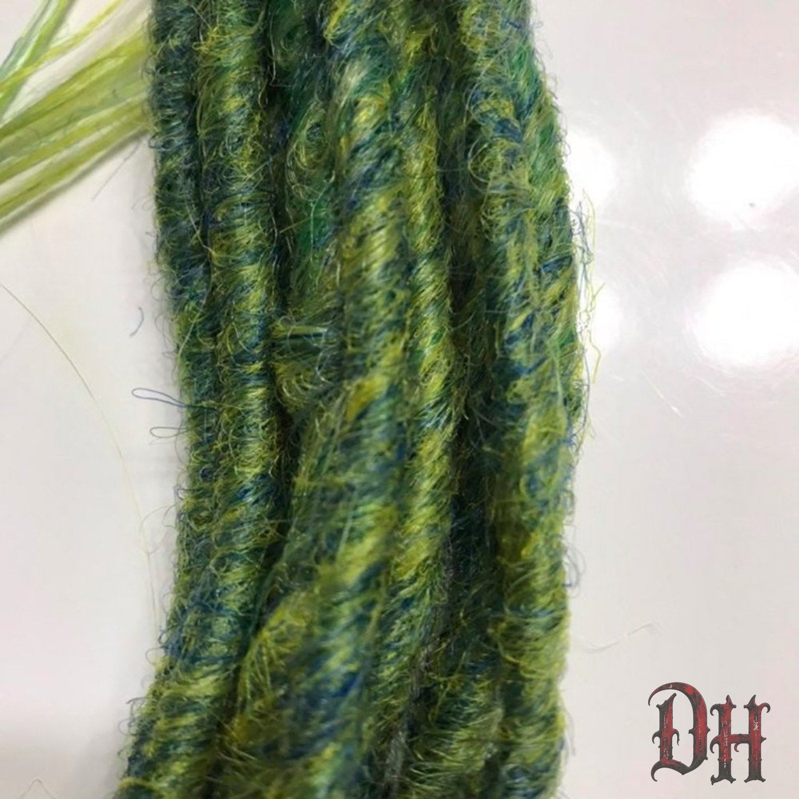 10 SE Single Ended Green Blend Dreads Dreadlock Hair Extensions