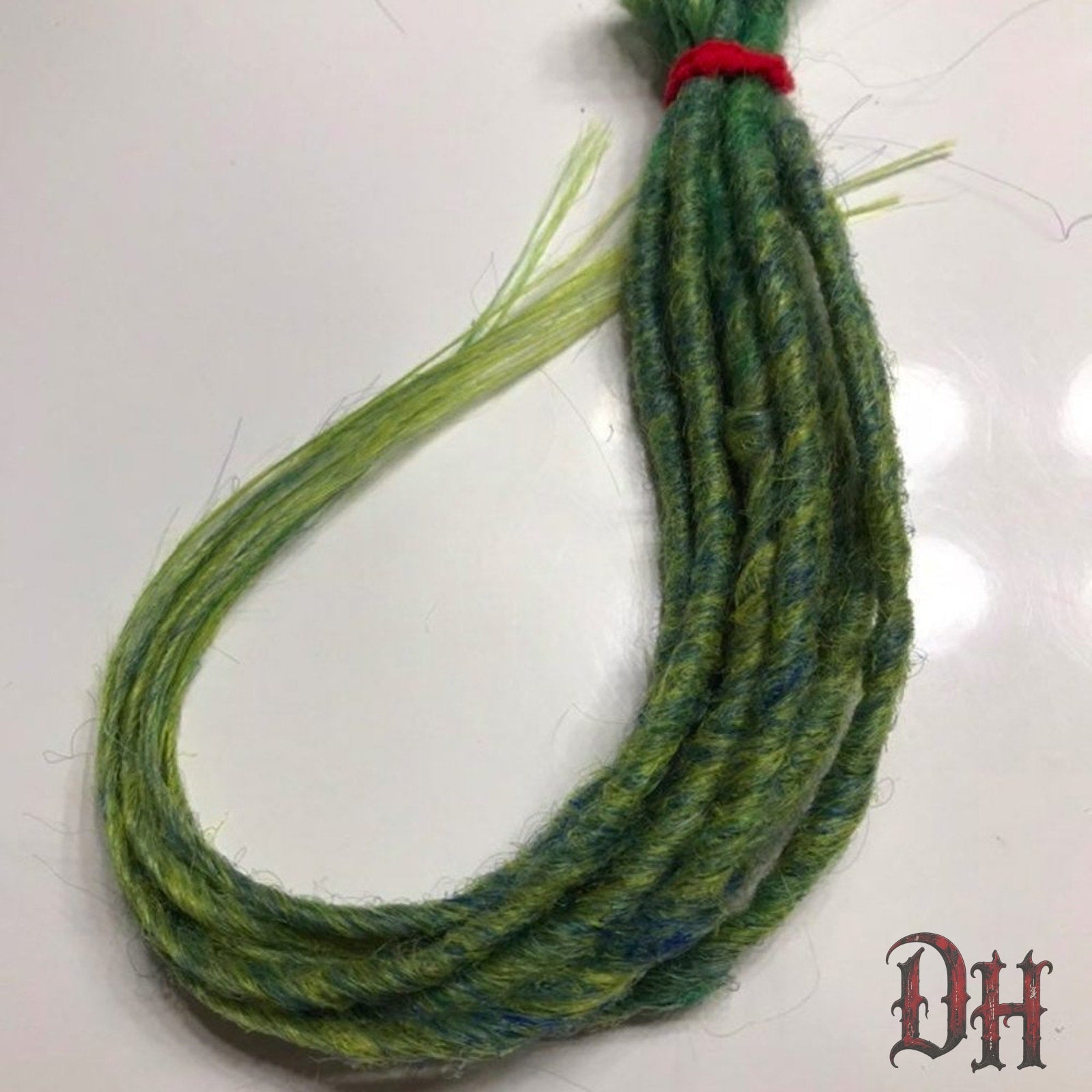 10 SE Single Ended Green Blend Dreads Dreadlock Hair Extensions