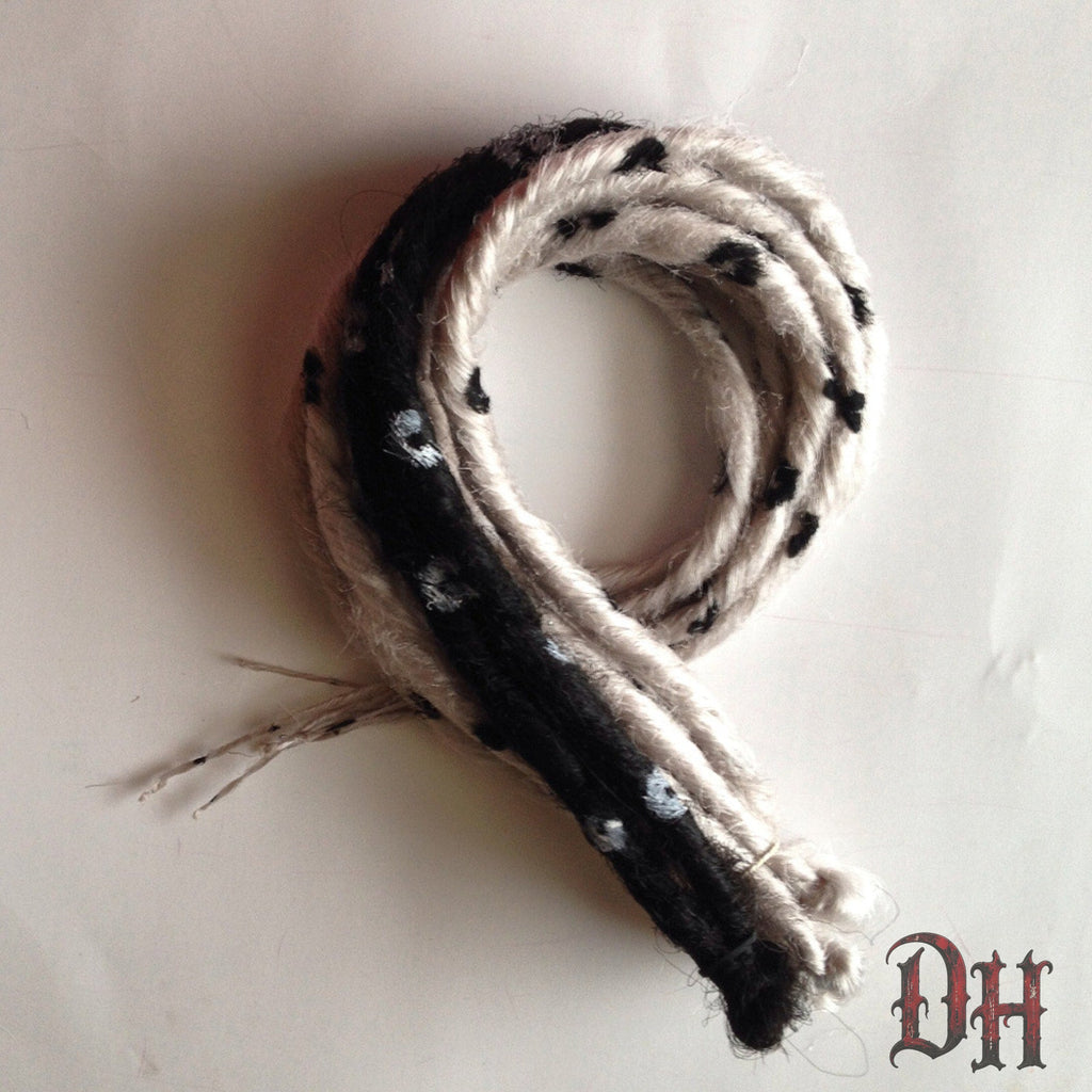 10 SE Single Ended Leopard Print Hair Extension Dreads Dreadlocks Black and White