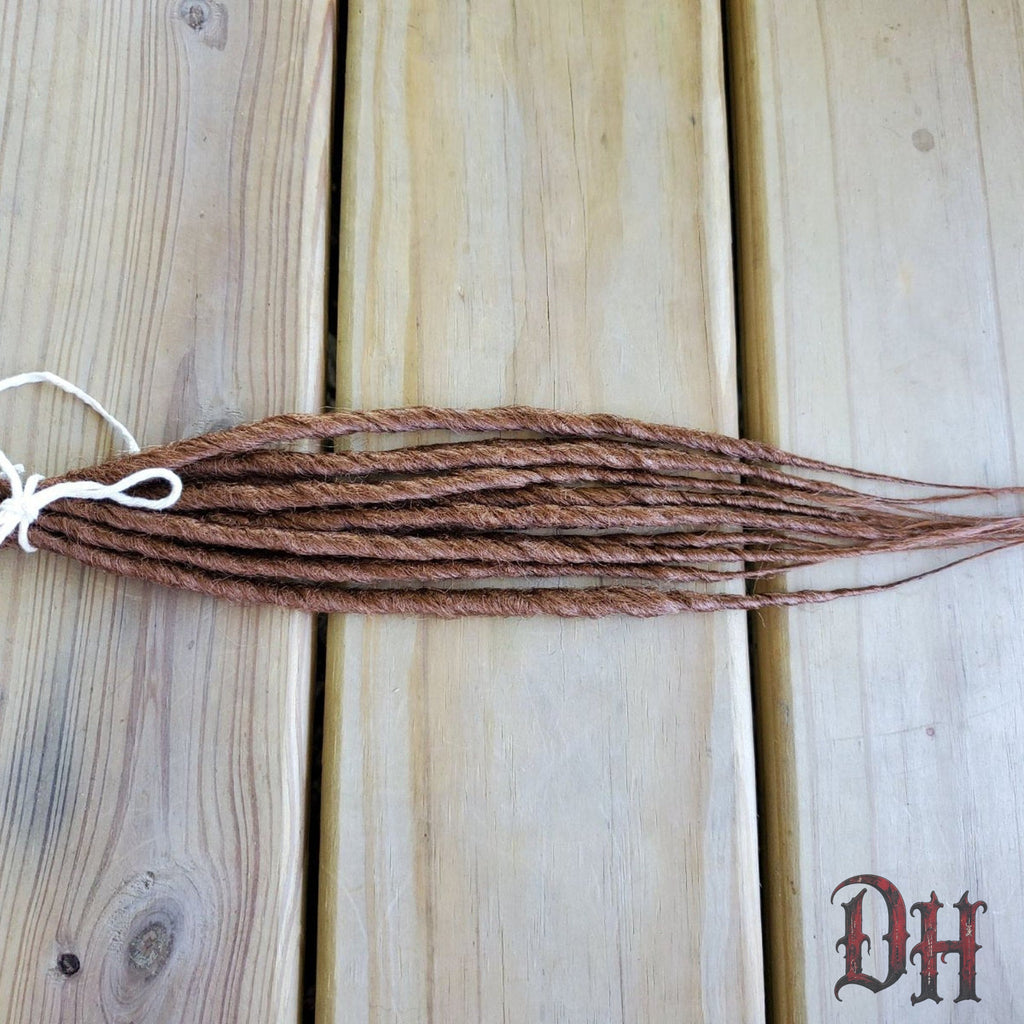 10 SE Single Ended Light Brown Dreads Dreadlock Hair Extension