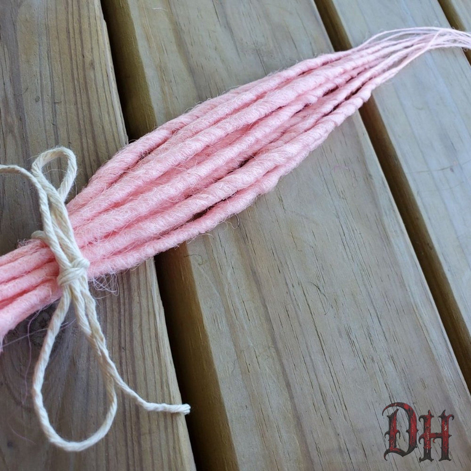 10 SE Single Ended Light Pink Dreads Dreadlock Hair Extensions