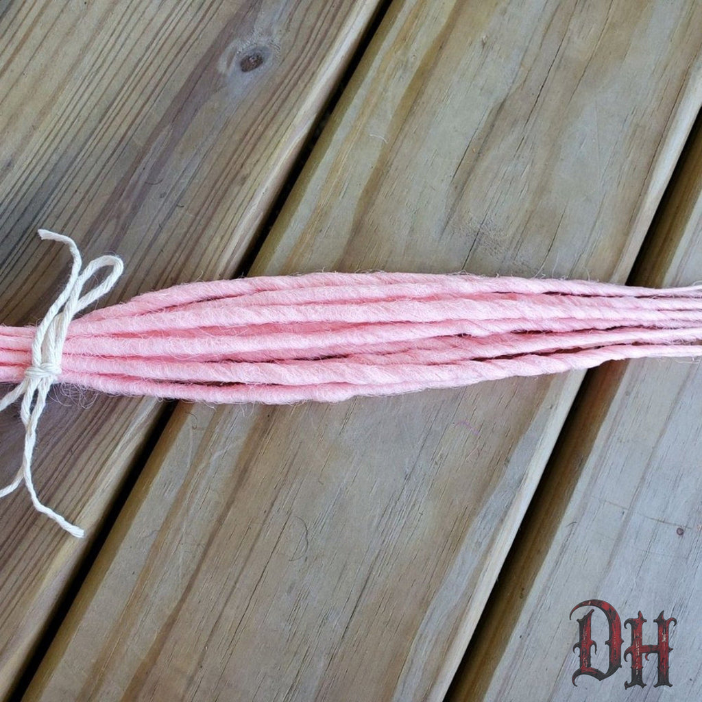10 SE Single Ended Light Pink Dreads Dreadlock Hair Extensions