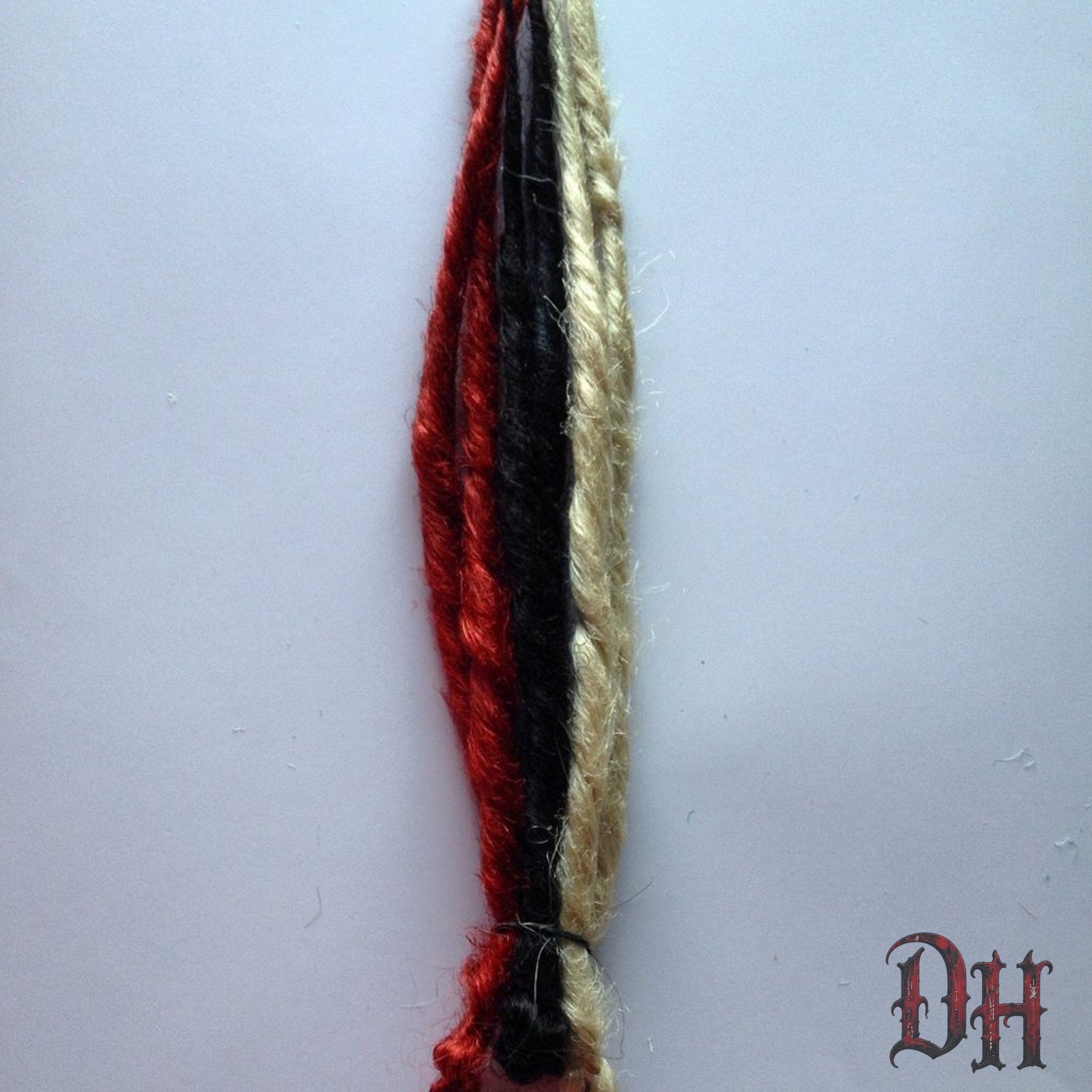 10 SE Single Ended Red Black Blonde Dread Dreadlock Hair Extensions
