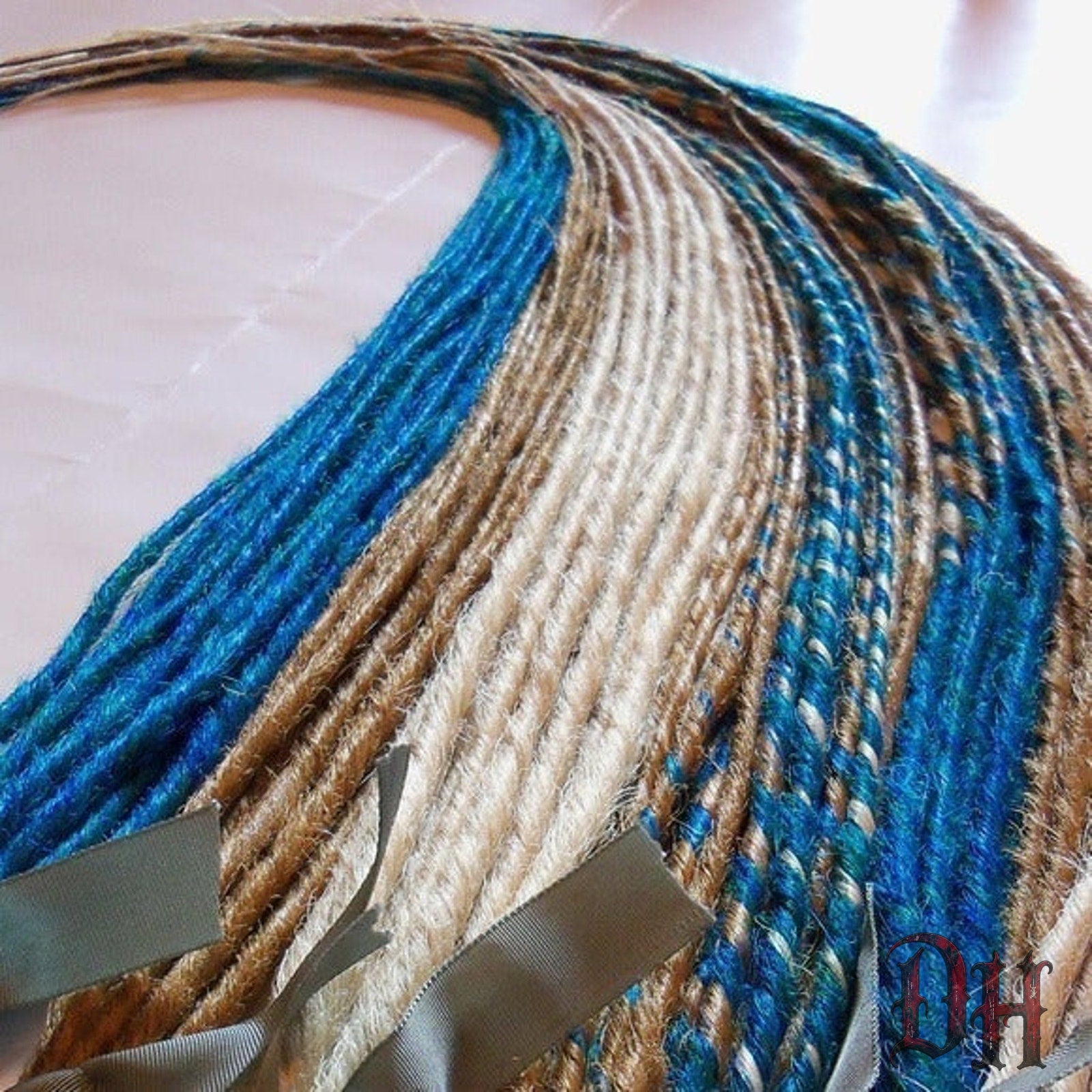 100 SE Single Ended Teal Blonde Synthetic Dreads Dreadlocks Hair Extensions