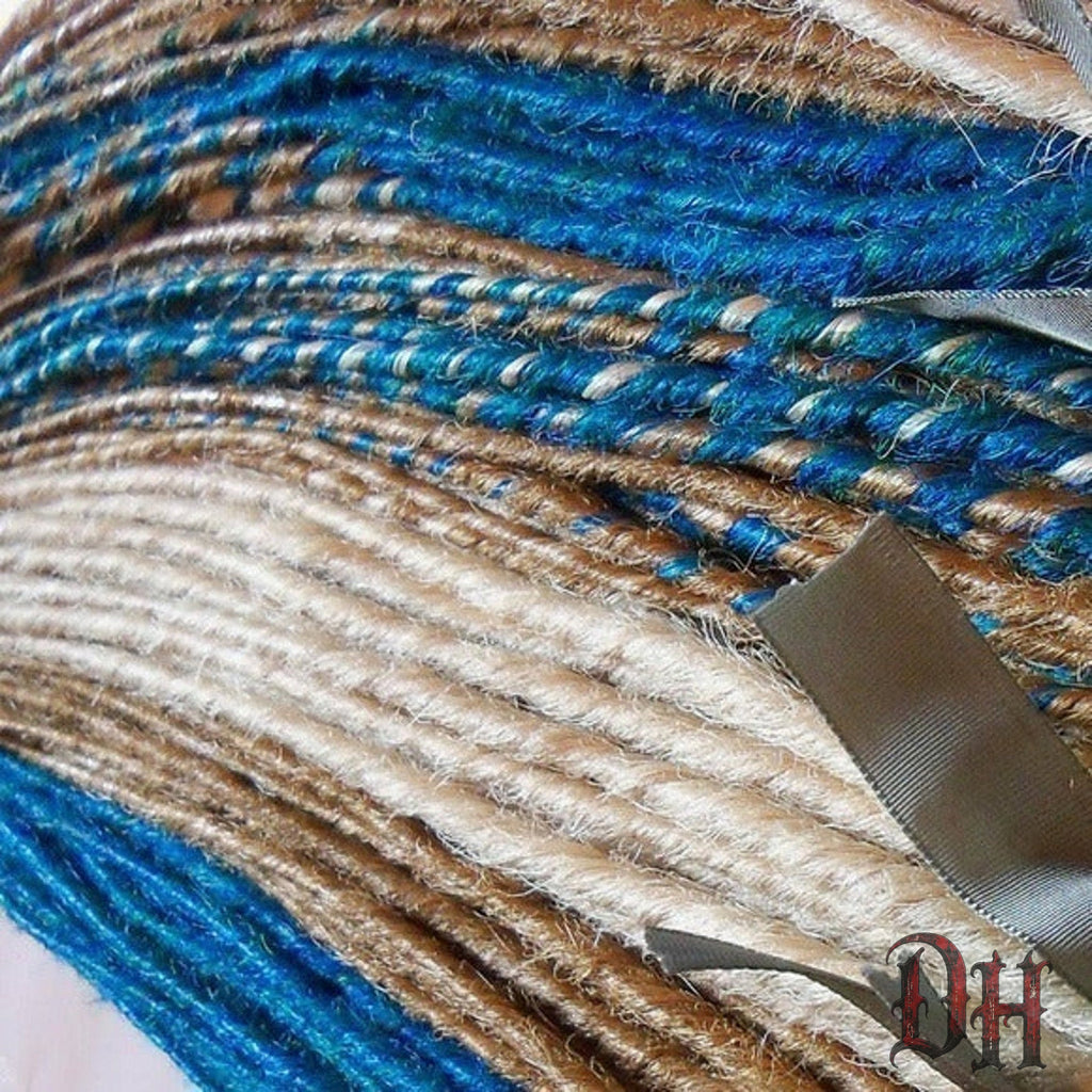 100 SE Single Ended Teal Blonde Synthetic Dreads Dreadlocks Hair Extensions