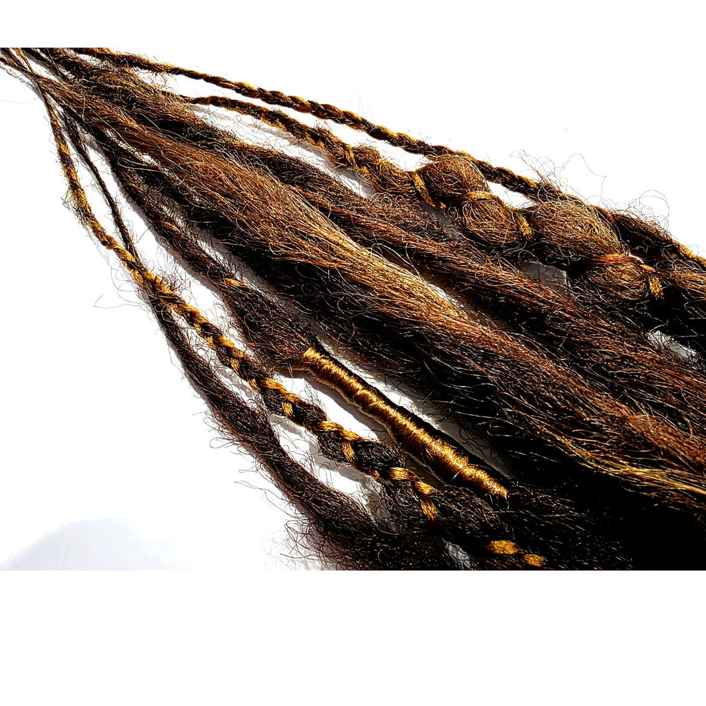 10 SE Single Ended Brown Natural Mix Synthetic Dreads Dreadlocks Hair Extensions