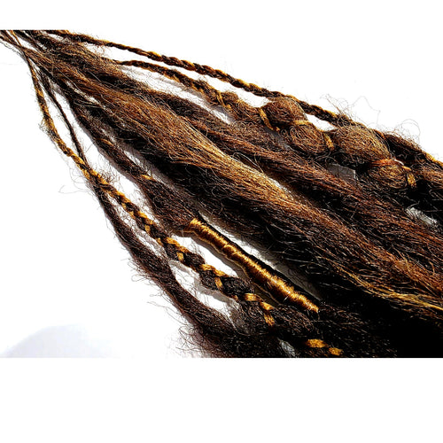 10 SE Single Ended Brown Natural Mix Synthetic Dreads Dreadlocks Hair Extensions