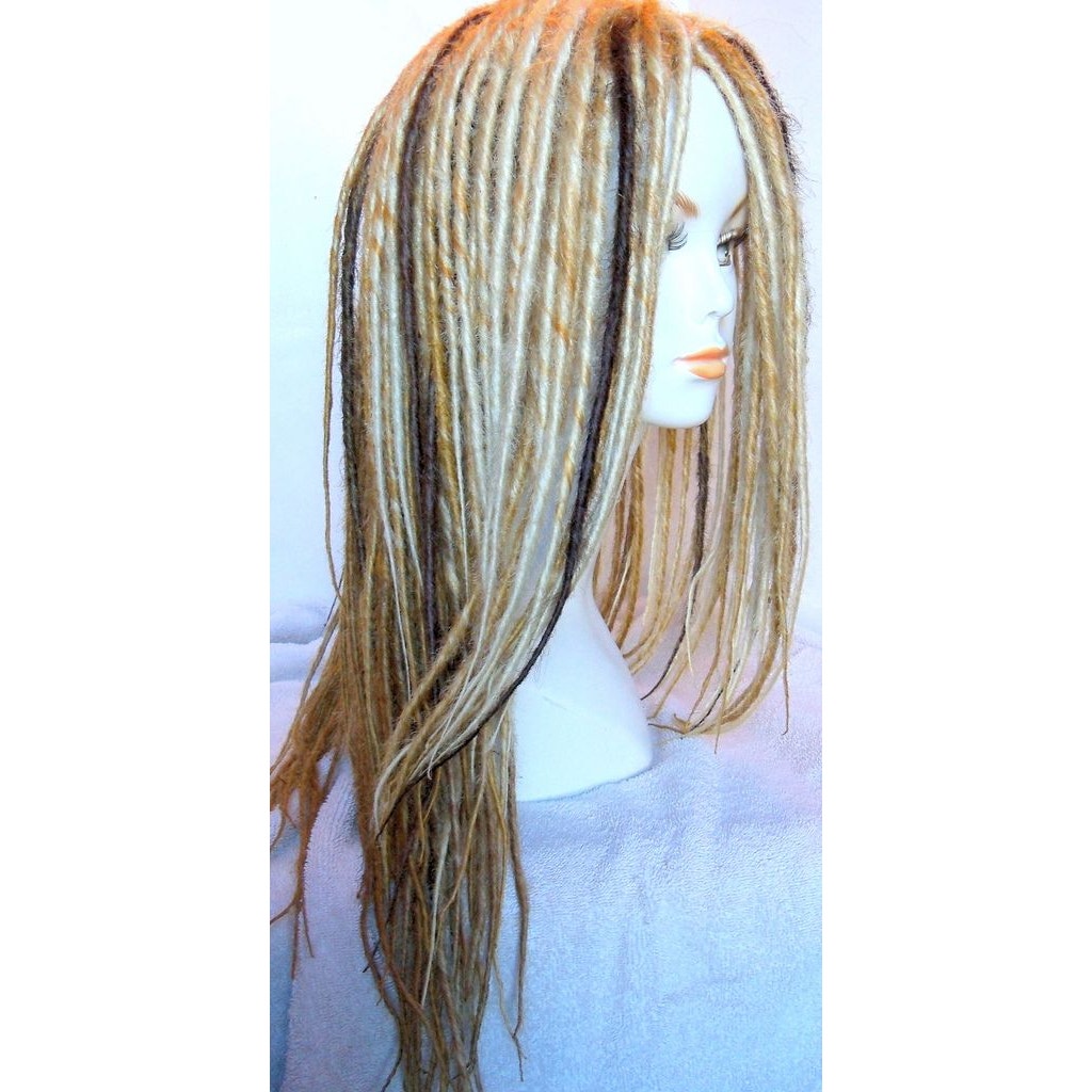 Full Cap Wig Dread Dreadlock Light Medium and Dark Blonde w/accents Handmade