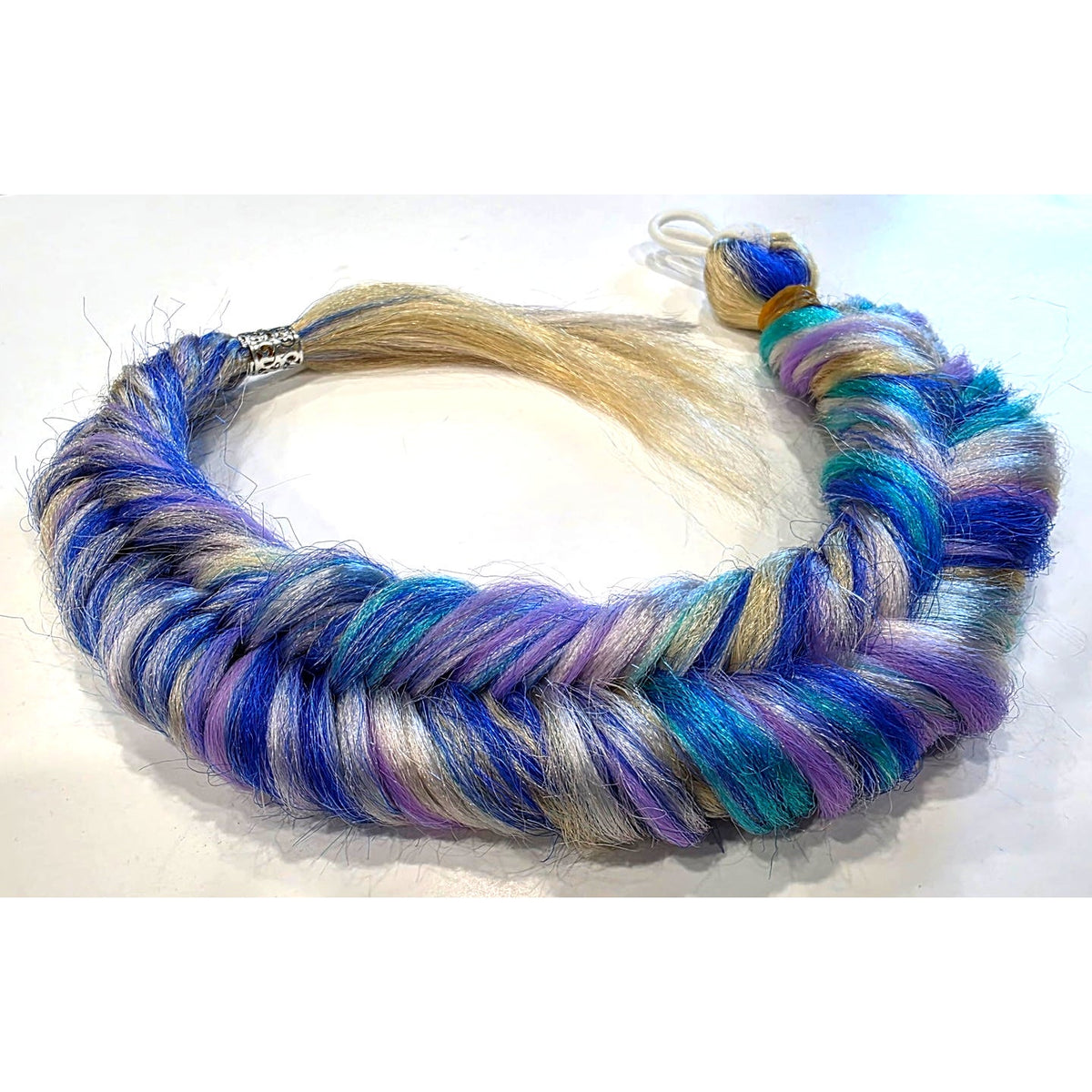 Mermaid fishtail braid ponytail extension 20 inch, blue purple green blonde festival hair fall