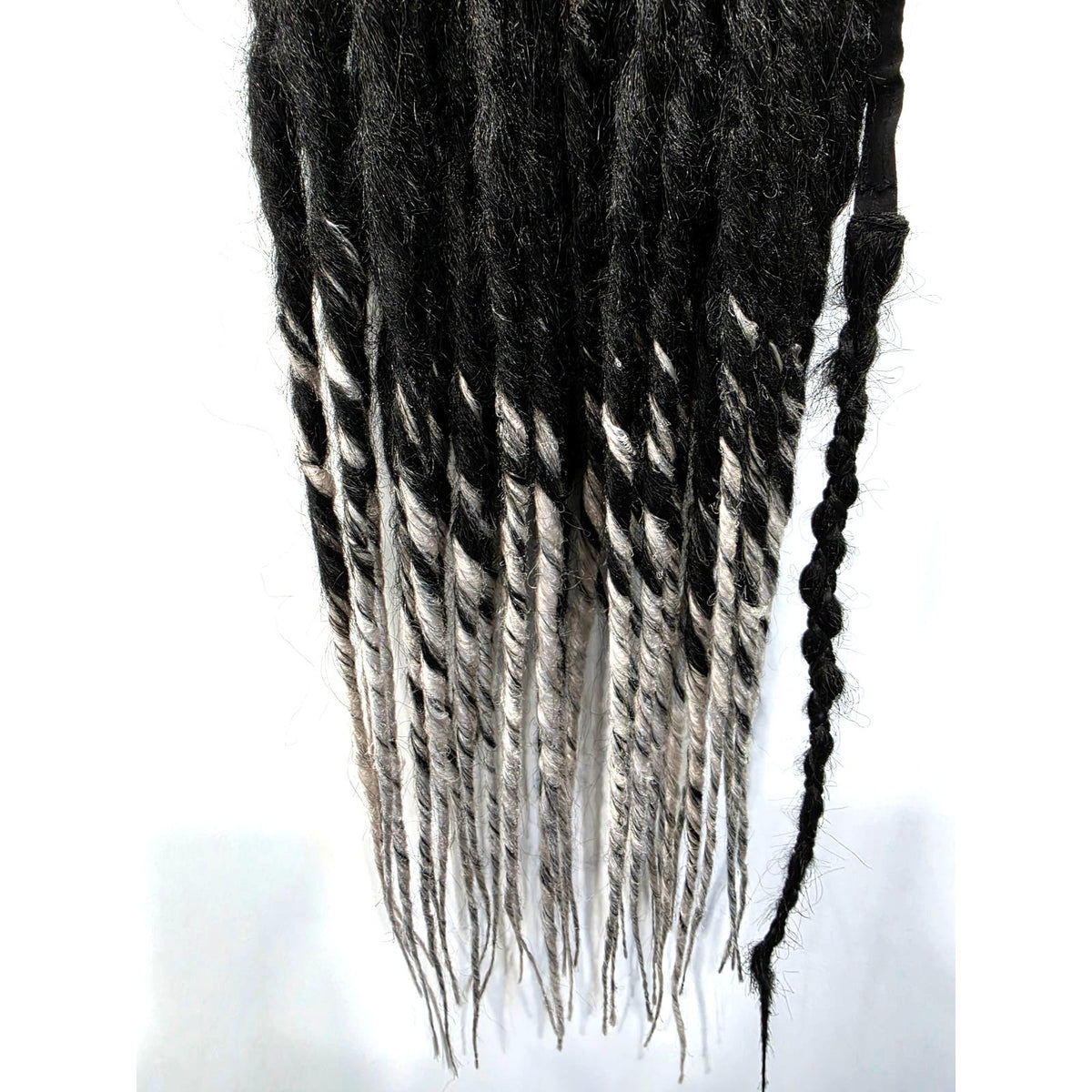 Black & Silver White Ombre Pony Tail Fall Dreads Dreadlocks Hair Extensions