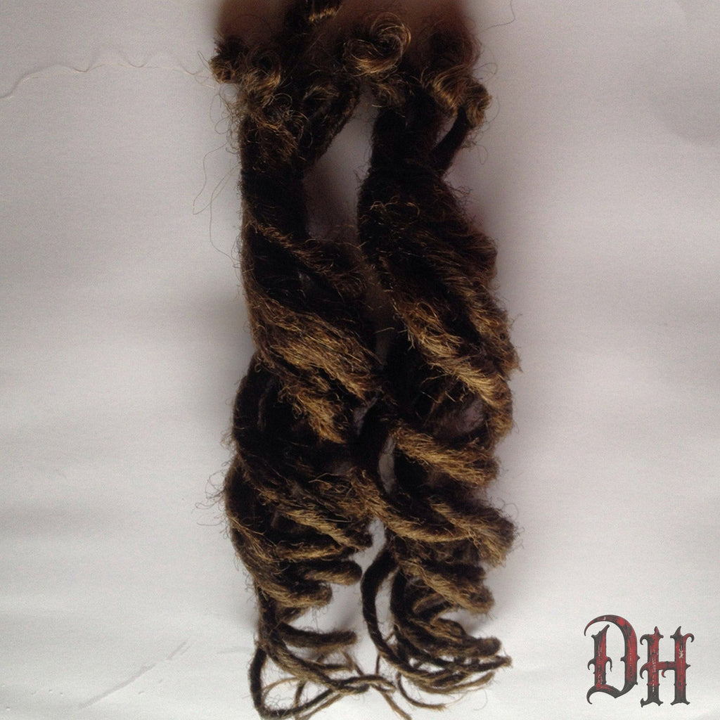 15 SE Single Ended Wavy Curly Dreads Dreadlocks Hair Extensions Brown