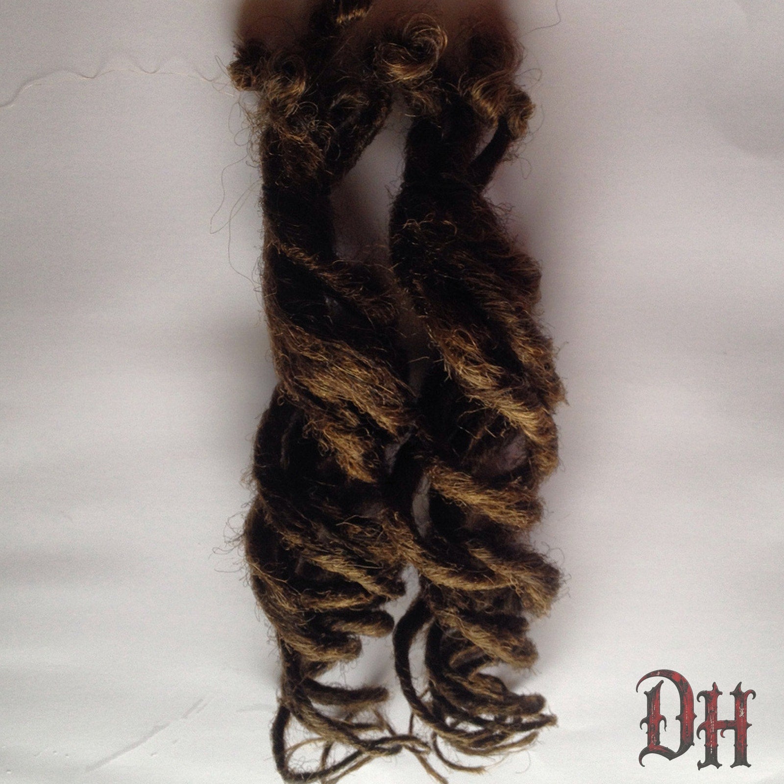 15 SE Single Ended Wavy Curly Dreads Dreadlocks Hair Extensions Brown