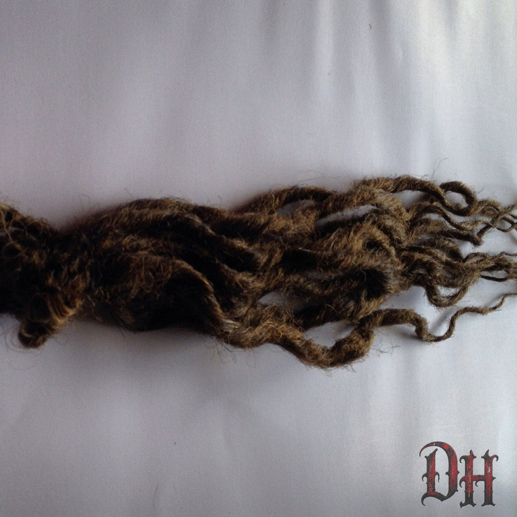15 SE Single Ended Wavy Curly Dreads Dreadlocks Hair Extensions Brown