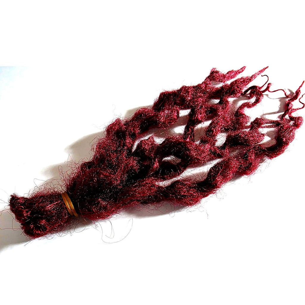 6 SE Single Ended Burgundy Red Wavy Curly Natural Dreads Dreadlocks Hair Extensions