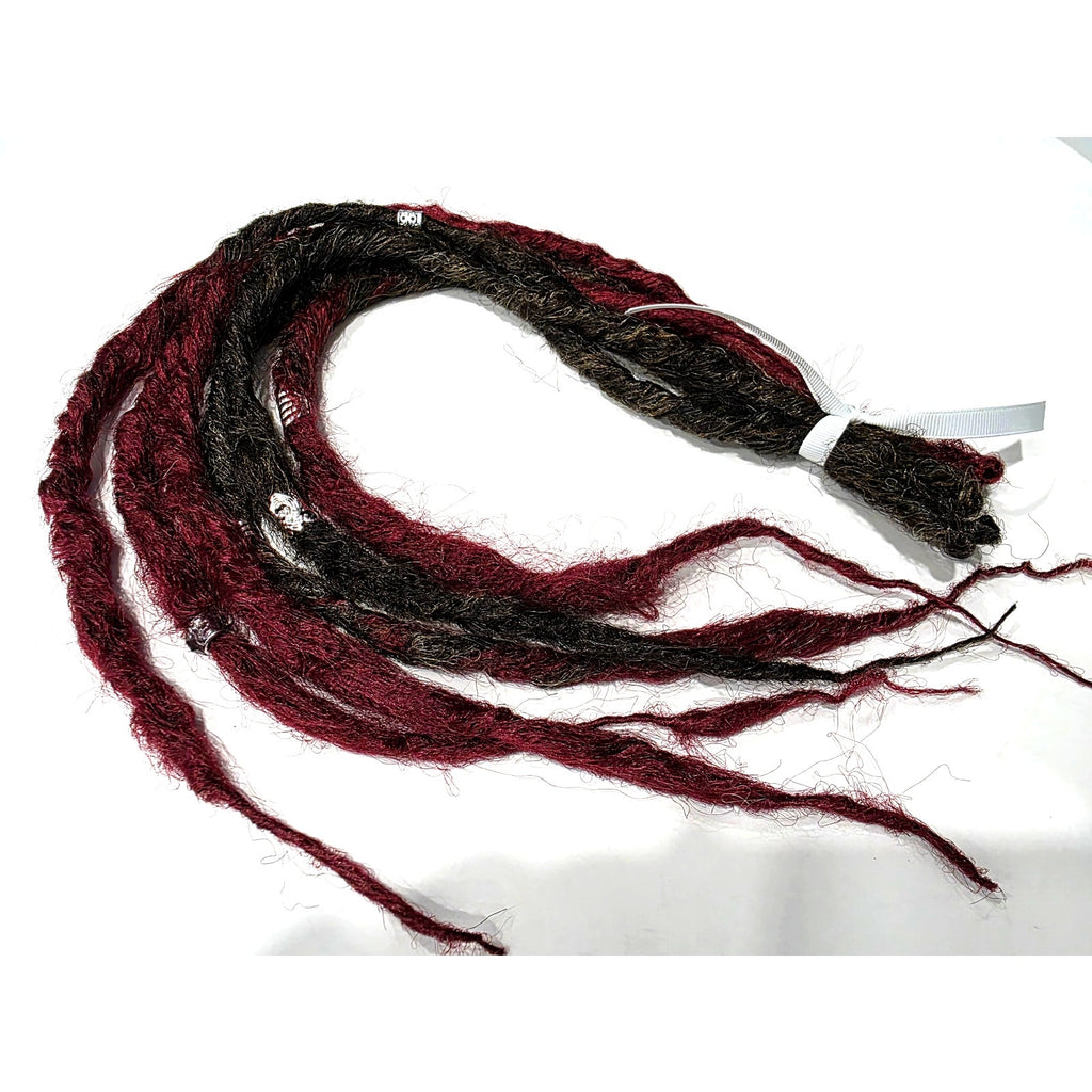 6 SE Single Ended Dreads Dreadlocks Hair Extensions Knotty Burgundy Red Brown