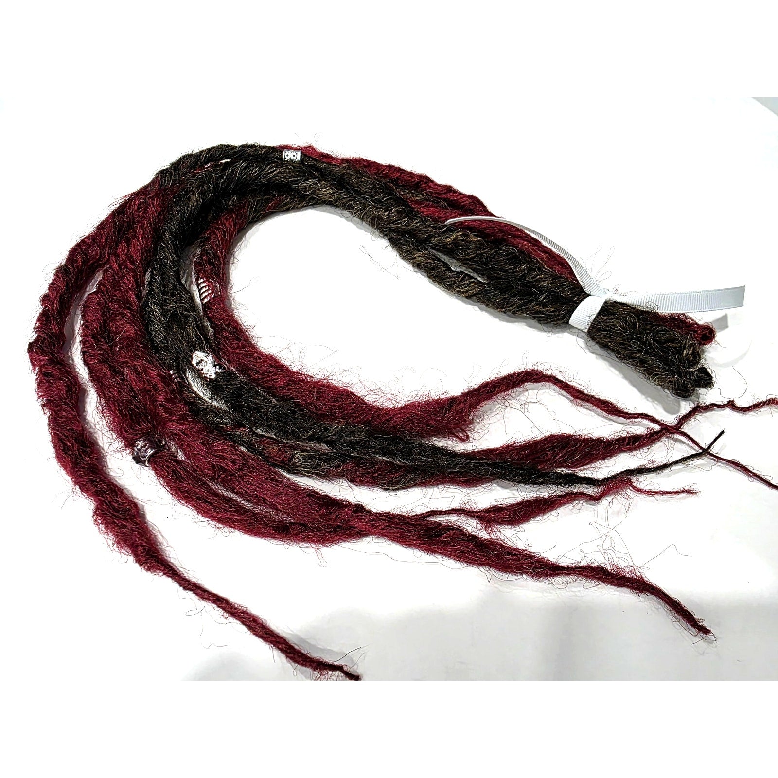 6 SE Single Ended Dreads Dreadlocks Hair Extensions Knotty Burgundy Red Brown