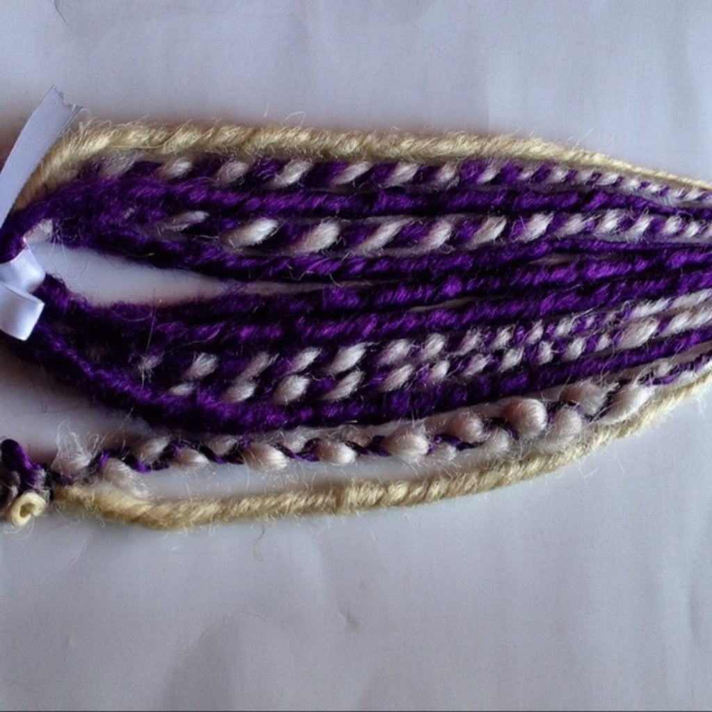 6 Double Ended Purple White DE Dreads Dreadlocks Hair Extensions