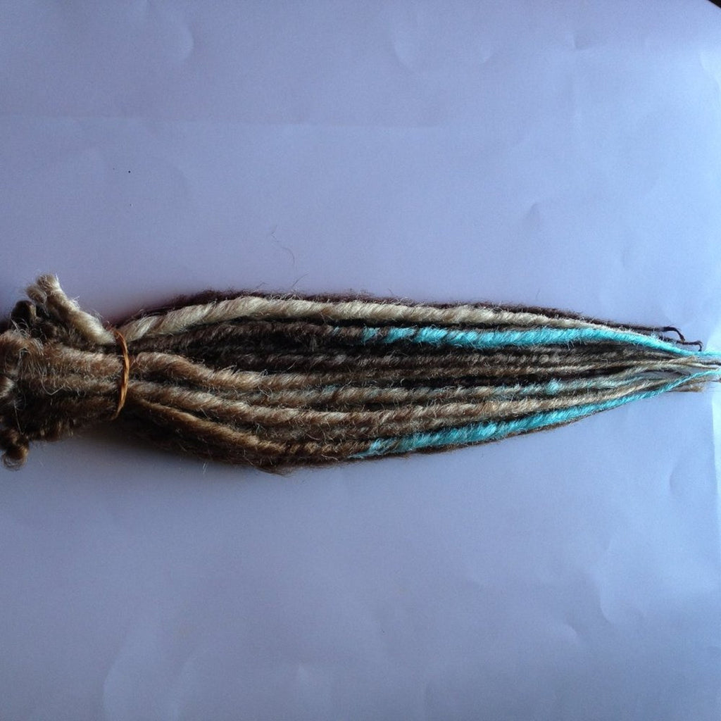 Brown Blonde Blue Dreads Dreadlock Hair Extensions