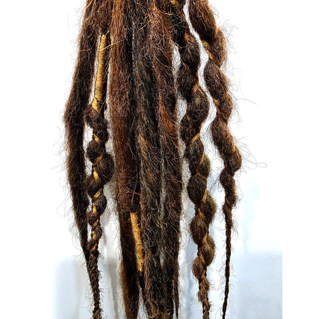 10 SE Single Ended Brown Natural Mix Synthetic Dreads Dreadlocks Hair Extensions