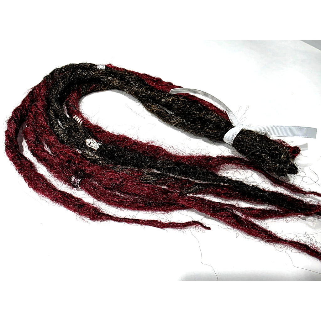 6 SE Single Ended Dreads Dreadlocks Hair Extensions Knotty Burgundy Red Brown