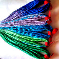 60 DE Double Ended Dreads Dreadlocks Hair Extensions Blue Green Purple Mix Set