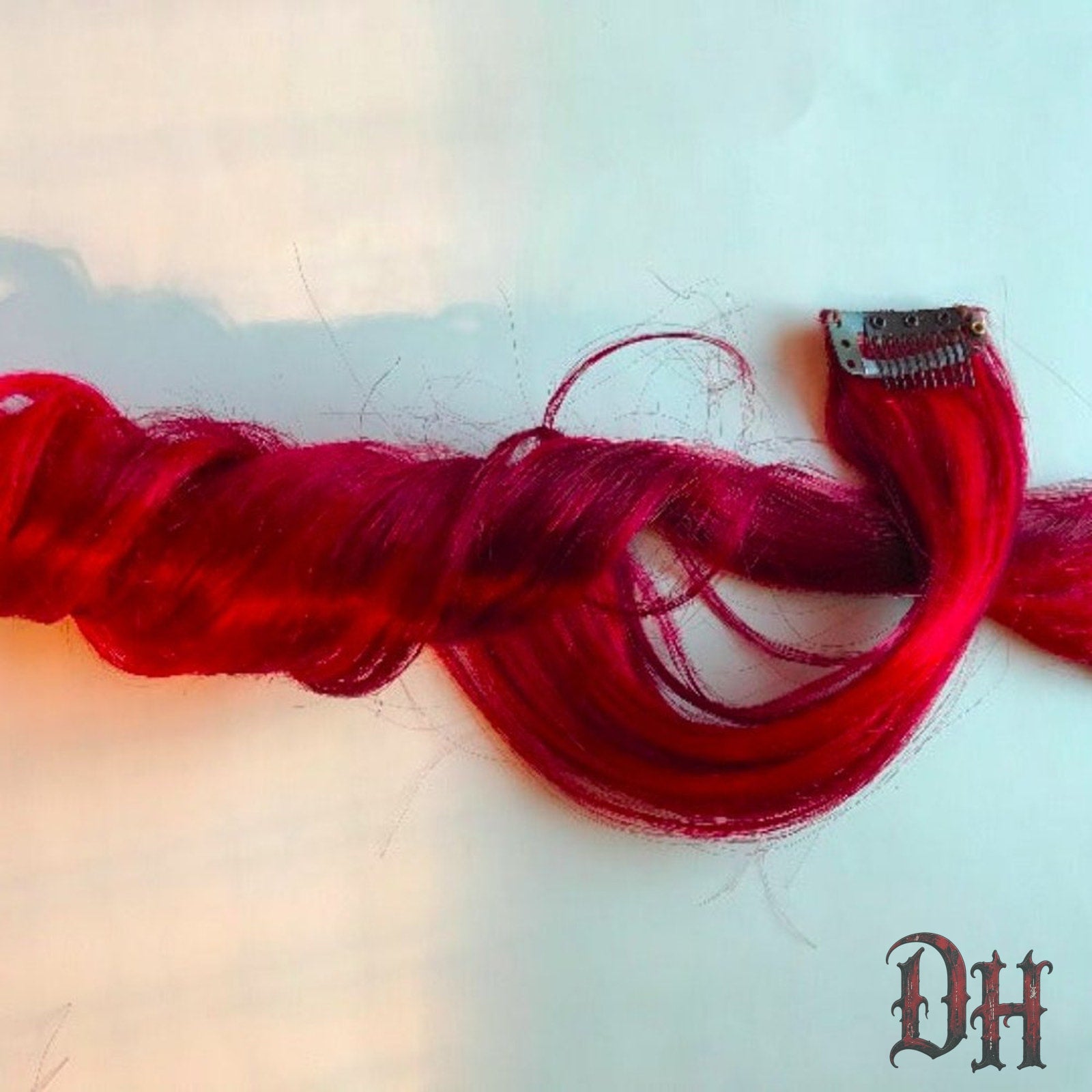(2) Bright Blood Red Clip or Tape in Human Hair Extensions