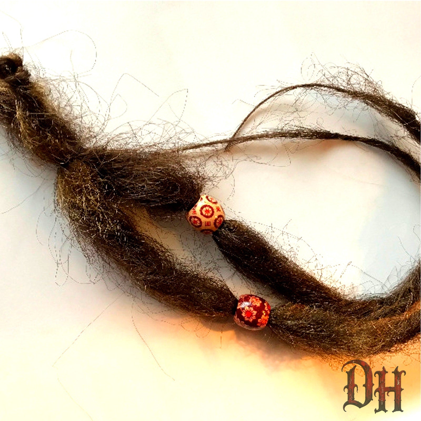 2 SE Single Ended Natural Dread Dreadlock Hair Extensions w/beads