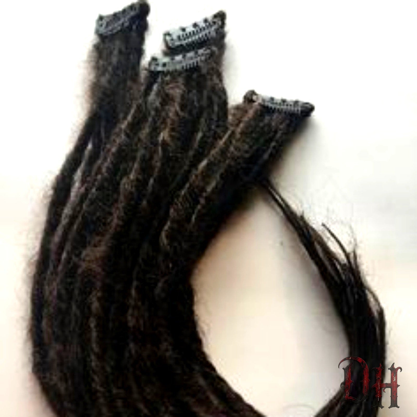 20 Clip in Synth Dreads Dreadlocks Hair Extensions Dark Brown