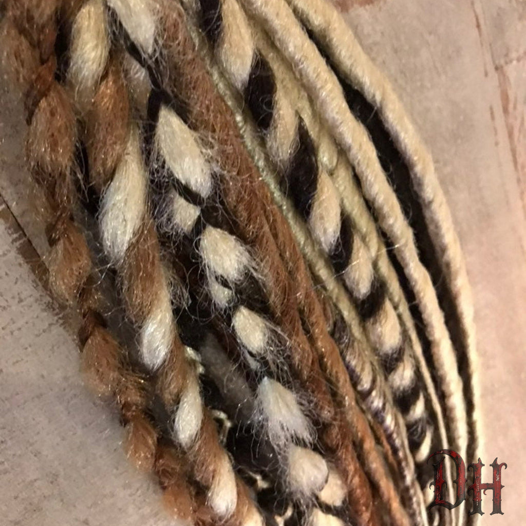 20 SE Single Ended Blonde and Brown Mix Dreads Dreadlocks Hair Extensions