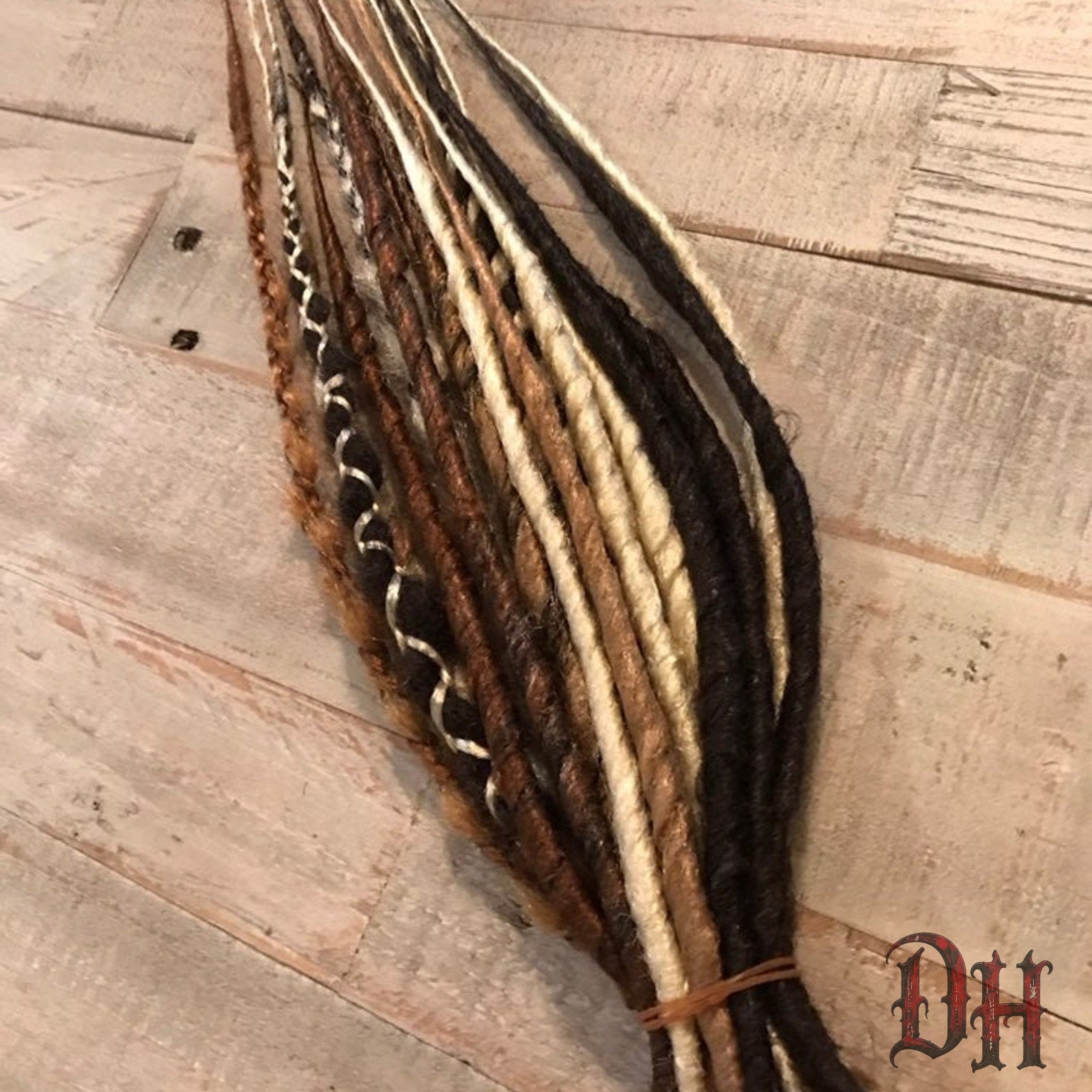 20 SE Single Ended Blonde and Brown Mix Dreads Dreadlocks Hair Extensions