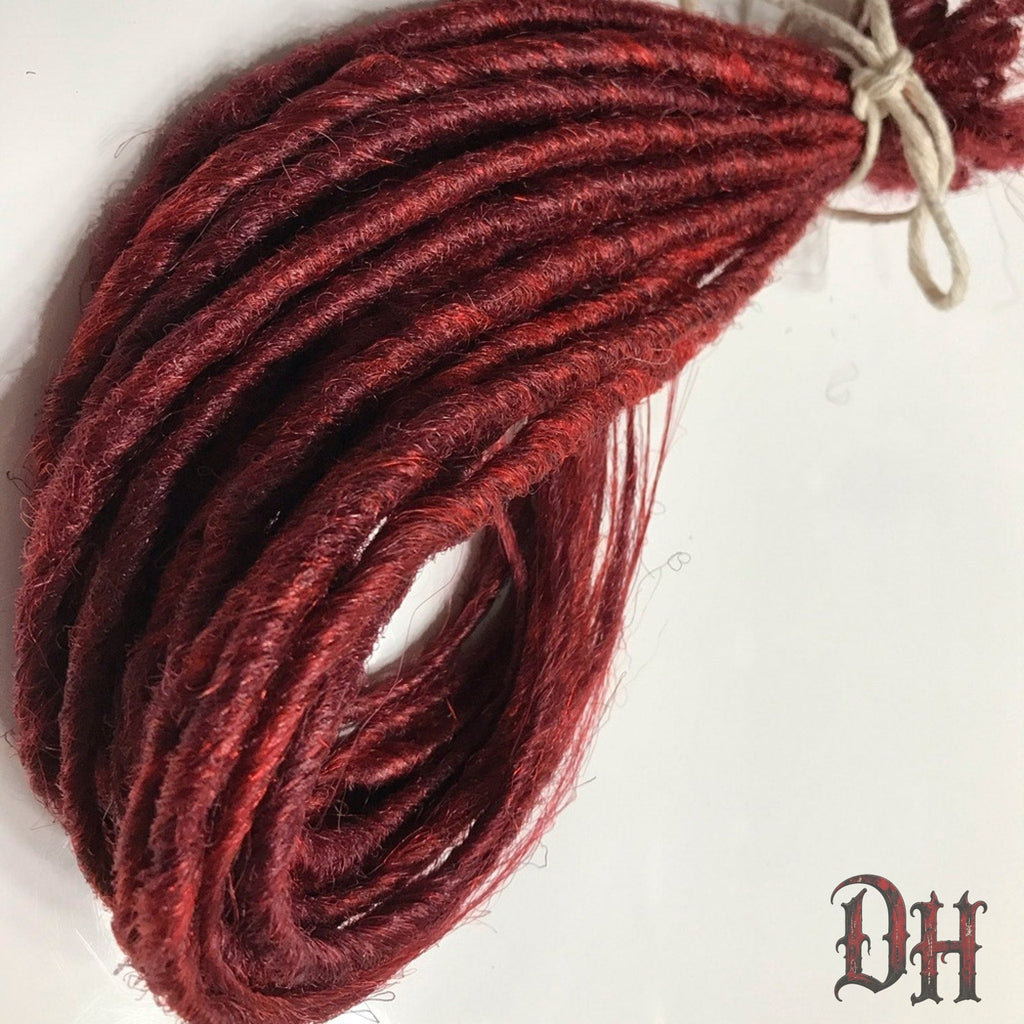 20 SE Single Ended Burgundy Red Dreads Dreadlocks Hair Extensions