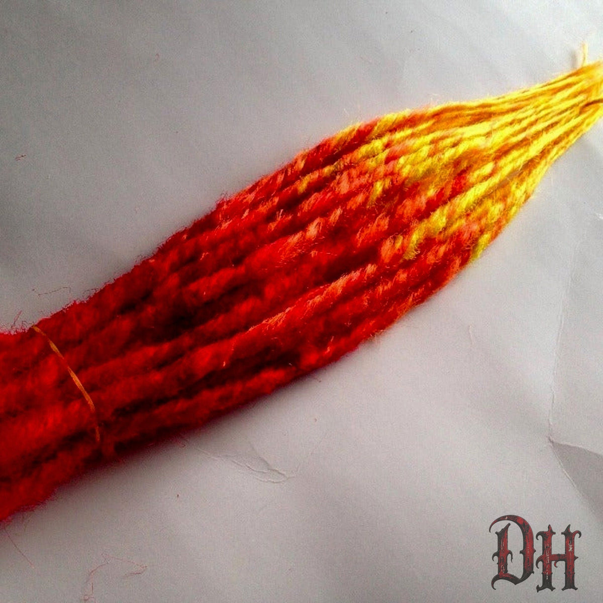 20 SE Single Ended Fire Dreads Dreadlock Hair Extensions Red Orange Yellow