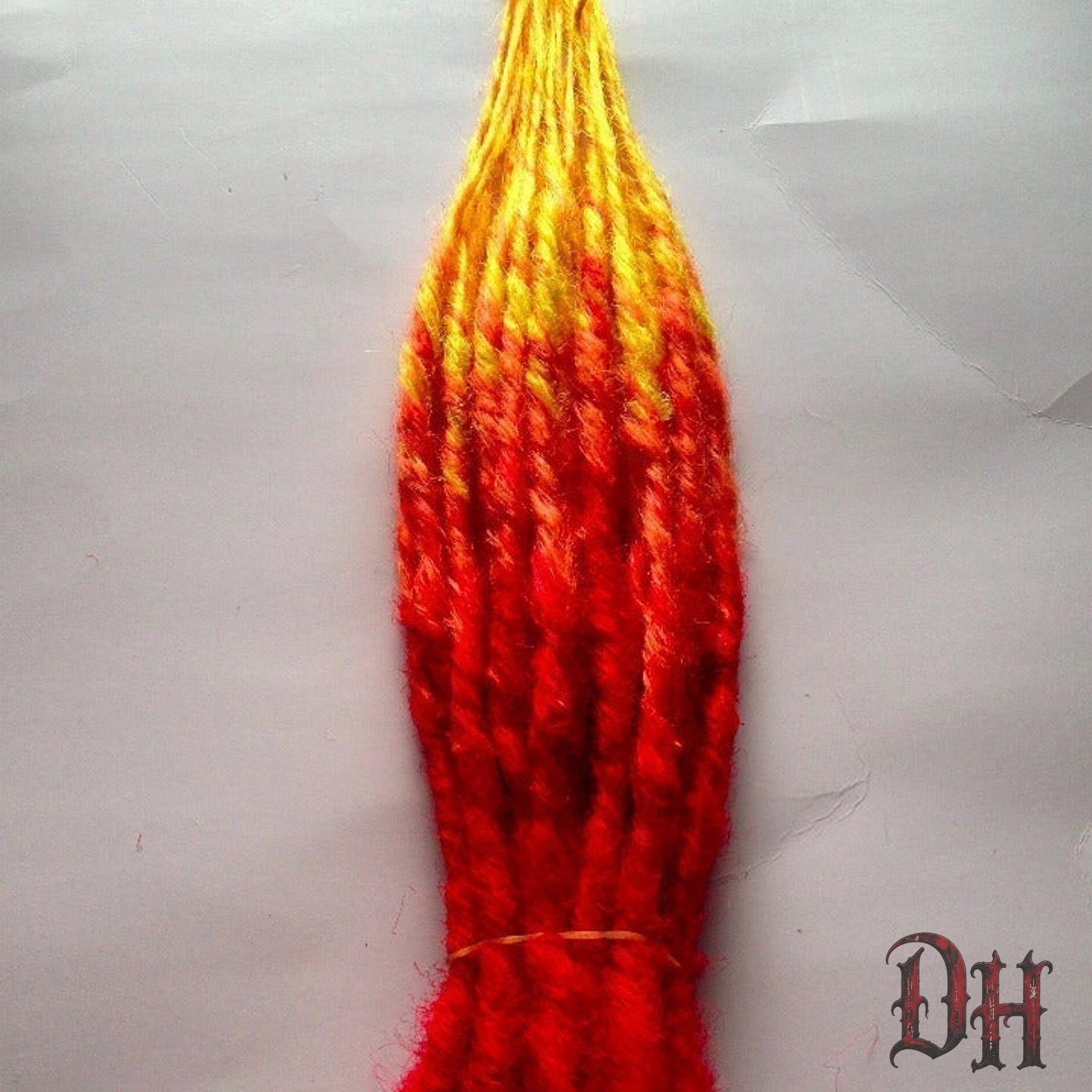 20 SE Single Ended Fire Dreads Dreadlock Hair Extensions Red Orange Yellow