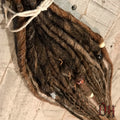 20 SE Single Ended Knotty Dreads Dreadlocks Hair Extensions Beads Brown Blended